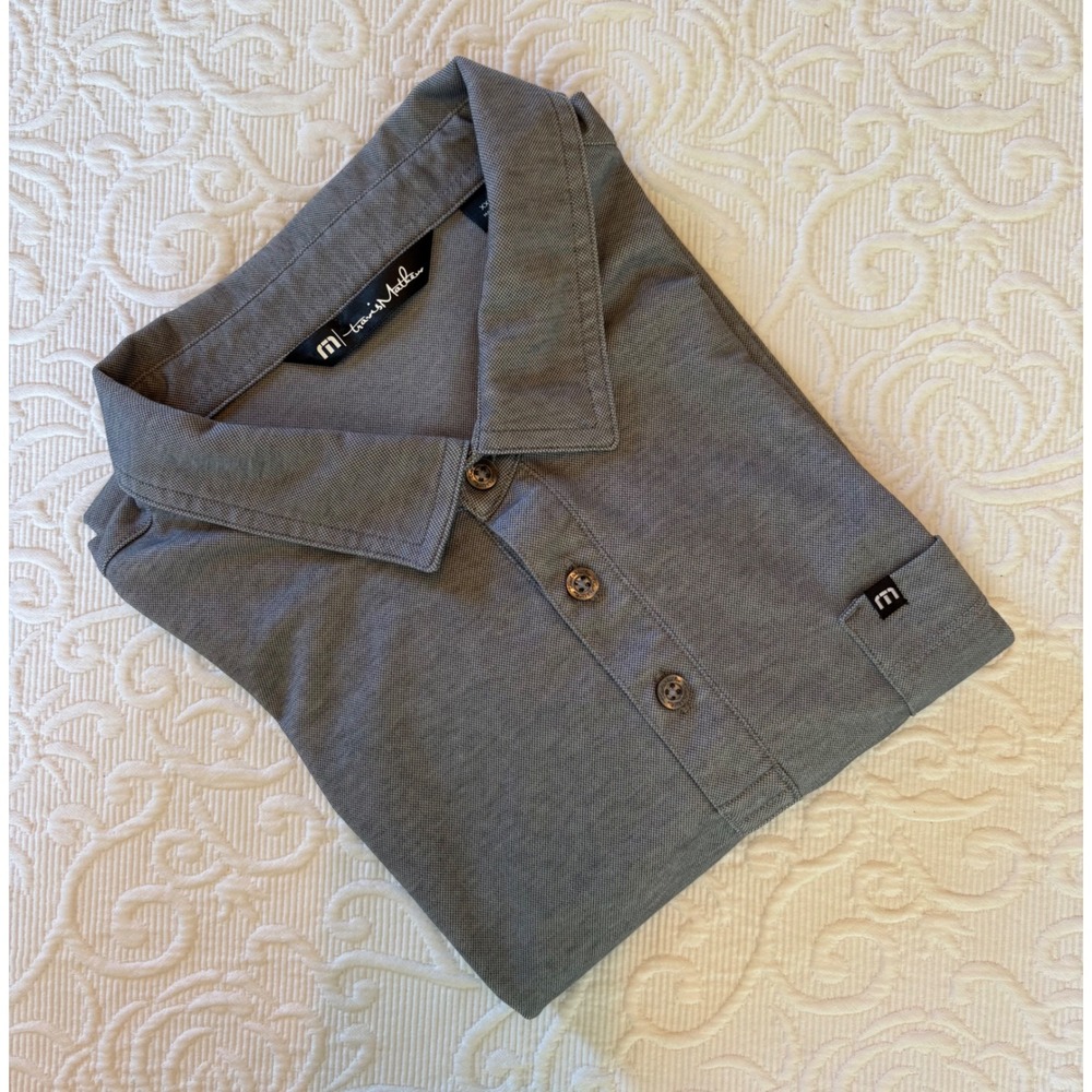 TravisMathew Mens XXL Heather Grey Polo Shirt Pioneer Generation Station Patch